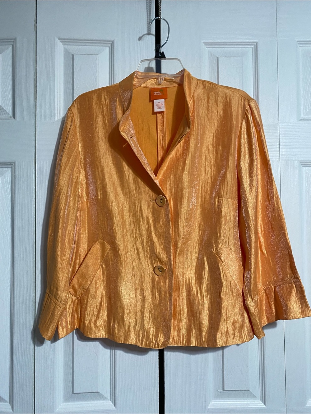 PRETTY Hearts of Palm shimmery light orange peach jacket coat top size 12